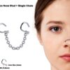 Nostril Screw Studs 2pcs Nostril Studs with Chain Piercing - Titanium 20G Nose Piercing with Gem CZ Crystals Black Nostril Jewelry