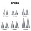 Cone / Spike Nose Bridge Barbell Upper Nose Piercing with Steel Chain - 20G 18G 16G 14G Straight Barbell - Choose Spike and Cone Size