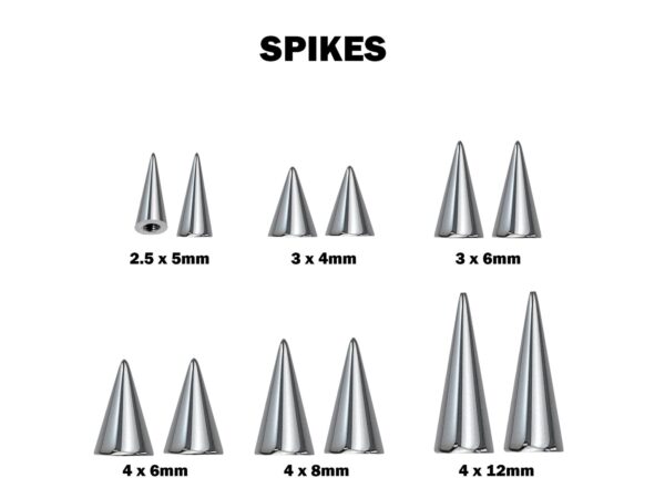 Cone / Spike Nose Bridge Barbell Upper Nose Piercing with Steel Chain - 20G 18G 16G 14G Straight Barbell - Choose Spike and Cone Size