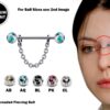 Nose Bridge Jewelry Barbell with Multi Stone Crystal, Titanium Barbell Studs 16g 14g Body Piercing Jewellery - Externally Threaded