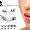 Titanium Spike Vertical Labret Stud Lip Piercings with Gem Crystal- Spikes / Cone 18g 16g 14g Curved Bar - Stud for Anti- Eyebrow, Rook