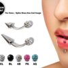 Titanium Spike Vertical Labret Stud Lip Piercings with Disco Ball Crystals- Spikes / Cone 18g 16g 14g Curved Bar for Anti- Eyebrow, Rook