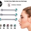 Ball/Cone/Spike Upper Ear Industrial Barbell with Multi Stone Crystals - Titanium Implant 16g 14g Ear Piercing Straight Barbell