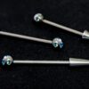 Ball/Cone/Spike Upper Ear Industrial Barbell with Multi Stone Crystals - Titanium Implant 16g 14g Ear Piercing Straight Barbell