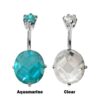 Silver Belly Bars, Belly Piercing - Designer Belly Ring with High Quality Oval CZ Crystals Navel Jewelry 14g (1.6mm) Length is 8mm to 10mm