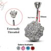 Silver Belly Bars, Belly Piercing - Flower Belly Button Ring with High Quality CZ Crystals - Navel Jewelry - 14g (1.6mm) Length is 10mm