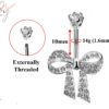 Designer Belly Ring - Silver - Ribbon bow tie Belly Bar studded with CZ Crystals - Belly Button Ring - 14g (1.6mm) Length is 10mm