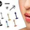 Lip Jewelry Cone/Spike Labret, Lip Piercing stud in 18G 16G 14G - Titanium Implant & Vacuum Plated labret Studs - Body Piercing Monroe