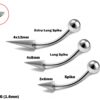 Spike Rook Piercing Jewelry Curved Bar Spike, Long Spike and Extra Long Spike Titanium 14G (1.6mm) Also for Eyebrow and Lip Piercing