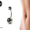 Round Belly Ring, Navel Ring - Titanium 14g with Multi Stone Ball Crystal Body Jewellery - Short and Long Belly Bars, Belly Button Piercing