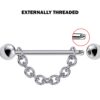 Nose Piercing, Titanium Bridge Barbell Internal / External Threaded with Piercing Chain - Bridge Chain Piercing also for Nipple Jewelry