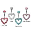 Heart Shape Silver Belly Button Ring - Jewelry Crafted Top Ball We use Quality Austrian cut Crystals - Navel Jewelry - 14g (1.6mm)