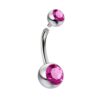 Titanium Internally Threaded Belly Bar, Belly Ring - 14g Double Jeweled Belly Crystal Body Jewellery Navel Piercing