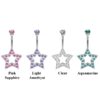 Designer Belly Rings- Silver - Super Star Design Belly Bars with CZ Crystals - Navel Ring - 14g (1.6mm) Length is 10mm