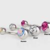 Internally Threaded Belly Ring, Navel Jewelry with Double Gem Crystal - Titanium Implant - 14g Belly Bar size 8mm to 12mm