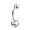 Titanium Internally Threaded Belly Bar, Belly Ring - 14g Double Jeweled Belly Crystal Body Jewellery Navel Piercing