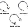 Ball/Cone/Spike Horseshoe Lip Hugger, Lip Ring - 18g 16g 14g Lip Hugger Piercing, Canine Bites, Shark Bites, Spider Bites Lip Jewelry