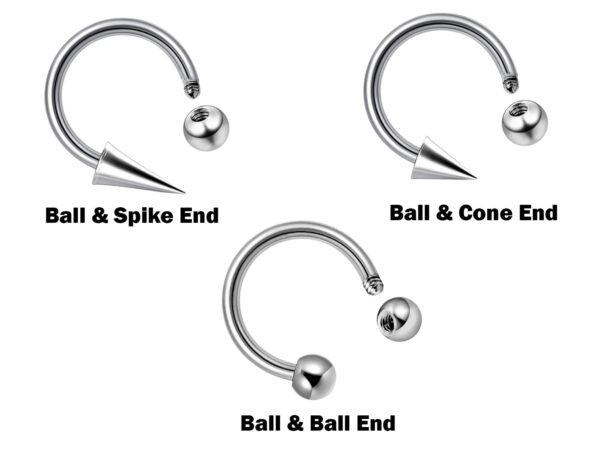 Ball/Cone/Spike Horseshoe Lip Hugger, Lip Ring - 18g 16g 14g Lip Hugger Piercing, Canine Bites, Shark Bites, Spider Bites Lip Jewelry