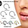 Ball/Cone/Spike Horseshoe Lip Hugger, Lip Ring - 18g 16g 14g Lip Hugger Piercing, Canine Bites, Shark Bites, Spider Bites Lip Jewelry