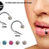 Circular Barbell Lip Ring with Disco Ball Spike and Cone - Titanium 18g 16g 14g Lip Hugger Piercing, Canine Bites, Shark Bites, Lip Jewelry