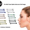 Ball/Cone/Spike Coloured Barbell Piercing with Clear Gem Ball CZ Crystals - Titanium Implant 16g 14g Ear Piercing Straight Barbell