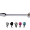 Ball/Cone/Spike Upper Ear Industrial Barbell with Disco Ball Crystals - Titanium Implant 16g 14g Ear Piercing Straight Barbell