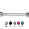 Ball/Cone/Spike Upper Ear Industrial Barbell with Disco Ball Crystals - Titanium Implant 16g 14g Ear Piercing Straight Barbell