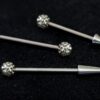 Ball/Cone/Spike Upper Ear Industrial Barbell with Disco Ball Crystals - Titanium Implant 16g 14g Ear Piercing Straight Barbell