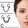 Spike Nasallang Nose Screw Piercing, 2pcs Nostril Studs with Chain Piercing - 18G Nose Piercing with Fixed Cone/Spike Black Nostril Jewelry