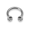 Horseshoe Ring Piercing Coloured with Gem Ball Crystals 18g 16g 14g Titanium Septum Jewelry Bull Piercing - Also for Nipple, PA Ring and Lip