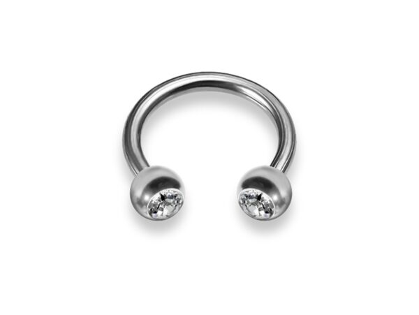 Horseshoe Ring Piercing Coloured with Gem Ball Crystals 18g 16g 14g Titanium Septum Jewelry Bull Piercing - Also for Nipple, PA Ring and Lip