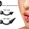 Vertical Labret Lip Piercings with Gem Ball Crystal Titanium Spikes / Cone 18g 16g 14g Curved Bar Also Piercing Stud for Anti- Eyebrow, Rook