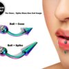 Vertical Labret Lip Piercings with Gem Ball Crystal Titanium Spikes / Cone 18g 16g 14g Curved Bar Also Piercing Stud for Anti- Eyebrow, Rook