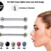 Ball/Cone/Spike Upper Ear Industrial Barbell with Disco Ball Crystals - Titanium Implant 16g 14g Ear Piercing Straight Barbell