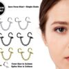 Spike Nasallang Nose Screw Piercing, 2pcs Nostril Studs with Chain Piercing - 18G Nose Piercing with Fixed Cone/Spike Black Nostril Jewelry