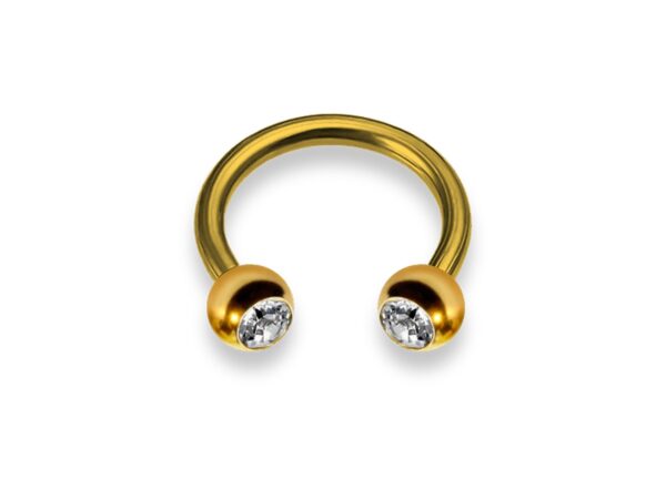 Horseshoe Ring Piercing Coloured with Gem Ball Crystals 18g 16g 14g Titanium Septum Jewelry Bull Piercing - Also for Nipple, PA Ring and Lip