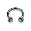 Horseshoe Ring Piercing Coloured with Gem Ball Crystals 18g 16g 14g Titanium Septum Jewelry Bull Piercing - Also for Nipple, PA Ring and Lip