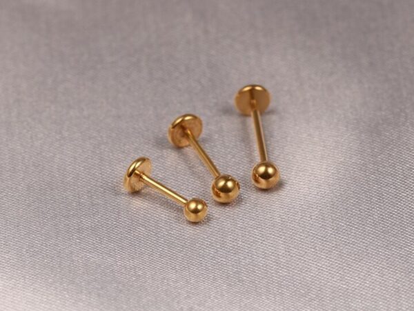 Labret Stud Lip Piercing in 14K Gold, Rose Gold and White Gold Body Piercing for Tragus, Ashley Jewelry, Cartilage Piercing- Hand Made