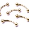 14K Solid Gold 16G Curved Barbell Piercing - Custom Ball Sizes Combination Body Piercing for Eyebrow, Lip Studs, Rook Jewelry