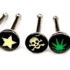 Nose Stud Piercing - 5 pieces, 5 Logo Nostril Jewelry Piercing 22G with Symbol size 2.8mm - Nose Piercing, Nose Bone Studs