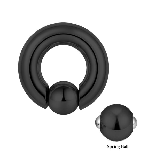 Black Captive Ball Ring Piercing 18g to 00g ,Big Gauge is with Spring Ball Septum Nose Piercing Jewelry Also Piercing for Genital