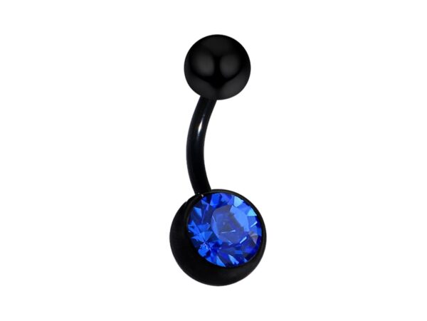 Titanium Black Belly Ring, Navel Ring - 14g 16G Single Jeweled Belly Crystal Belly Button Ring Body Jewelery - Short and Long Belly Bars