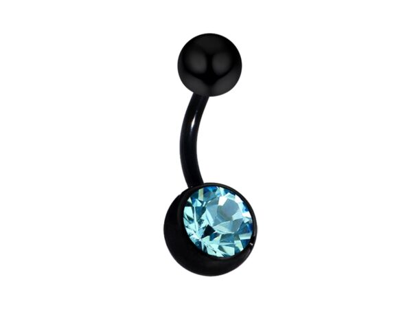 Titanium Black Belly Ring, Navel Ring - 14g 16G Single Jeweled Belly Crystal Belly Button Ring Body Jewelery - Short and Long Belly Bars