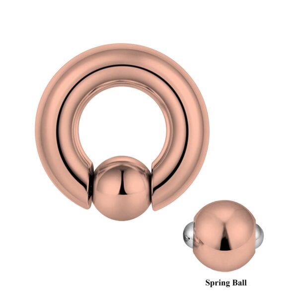 Rose Gold Captive Ball Ring Piercing 18g to 00g ,Big Gauge is with Spring Ball Septum Nose Piercing Jewelry Also Piercing for Genital