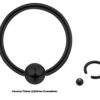 Black Captive Ball Ring Piercing 18g to 00g ,Big Gauge is with Spring Ball Septum Nose Piercing Jewelry Also Piercing for Genital