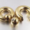 Gold Captive Ball Ring Piercing 18g to 00g ,Big Gauge is with Spring Ball Septum Nose Piercing Jewelry Also Piercing for Genital