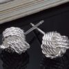 Silver Stud Knot Earrings, Round Earrings - Beautiful Love Knot Design - Packed in a Gift Box or Velvet Bag