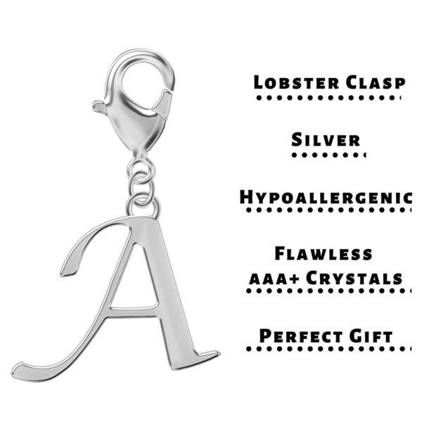 Silver Plain Initial Alphabet Charms Letter A-Z - Charm for European Bracelet - Available in Charm type and Lobster Clasp