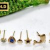 il_fullxfull.4680499306_80jq_100e5b20-dd9e-4a62-a649-db4db9cb0532 18K Gold Nostril Piercing, Nose Screw with Star Prong Set Crystal - Nose Stud, Nose Jewelry made of Gold