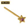 18K Gold Nostril Piercing, Star Shape Nose Pin with Highest Quality Round Crystal - Nose Stud made of Finest in Gold Nose Jewelry